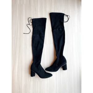 Stuart Weitzman Margotland Suede Over The Knee Boots Black 9.5